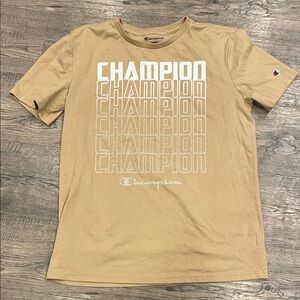 Champion Tan Graphic Logo Tee with White Print